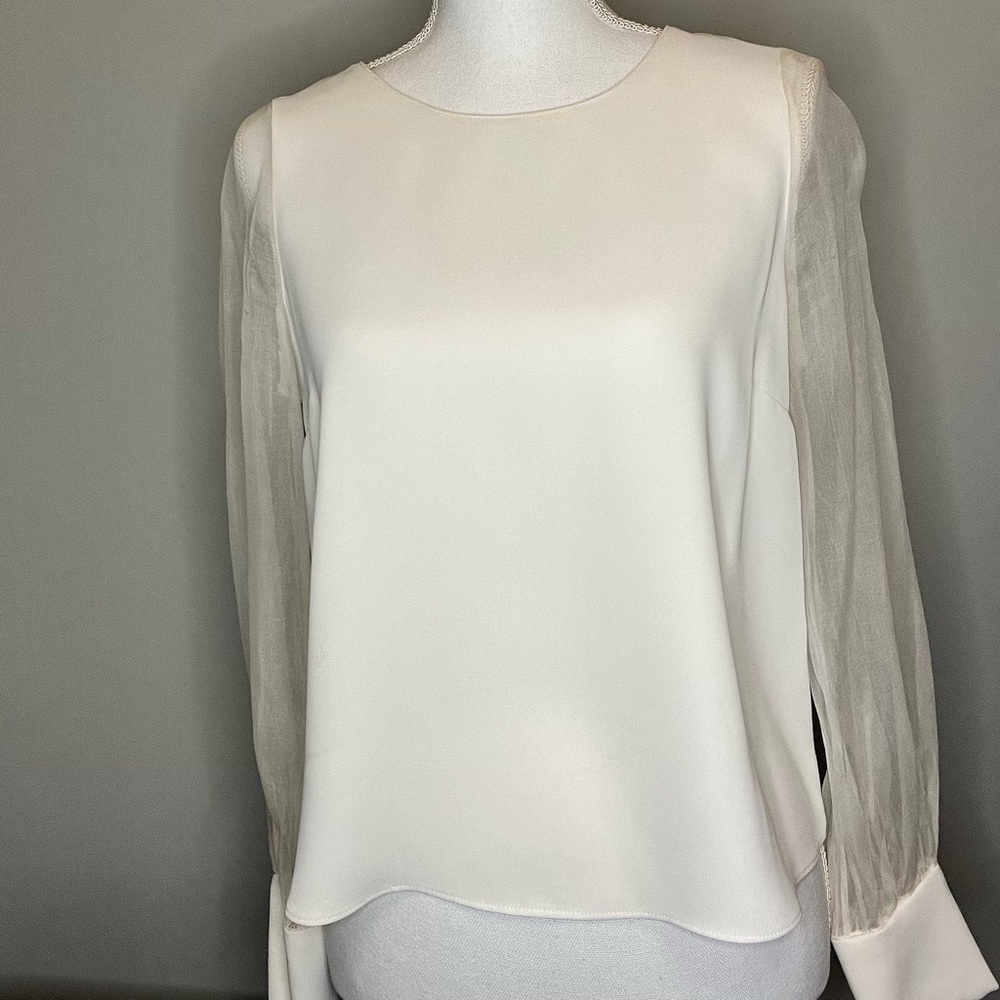 Amanda Uprichard blouse with sheer sleeves